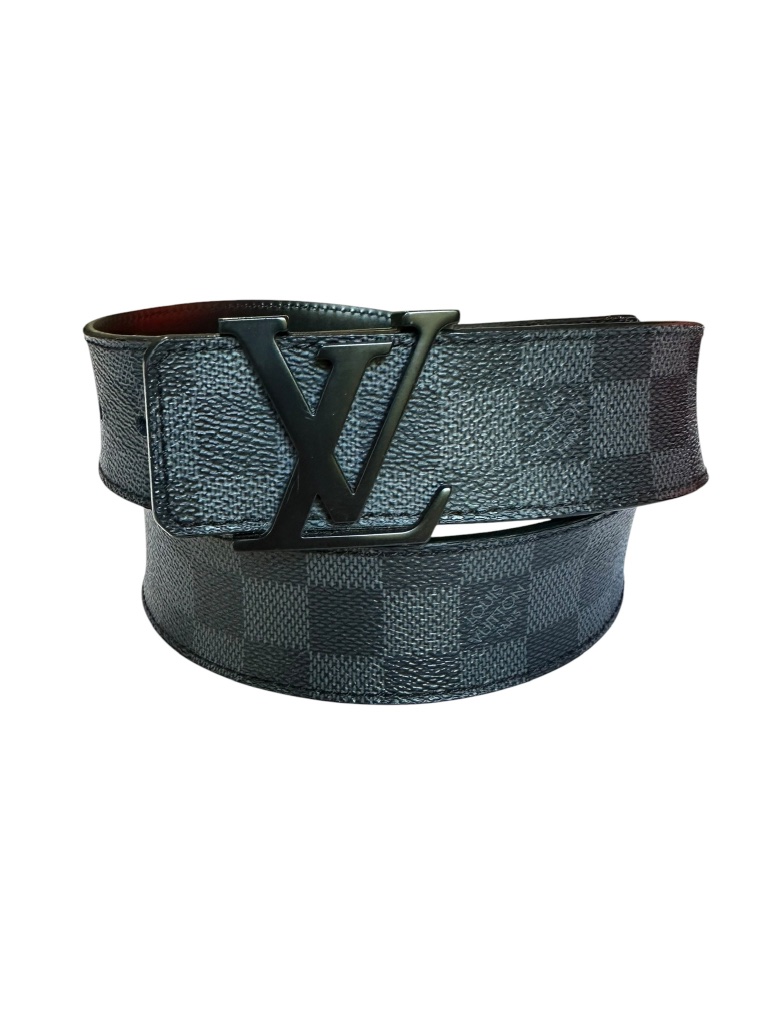 Authentic Louis Vuitton Damier Graphite Lv Black Canvas Belt Size 95/38